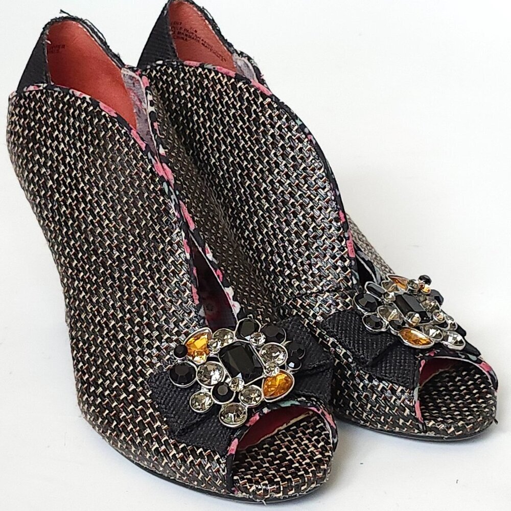 BLACK RED ALERT Poetic License Peep Toe Shoes Women's Size 7.5